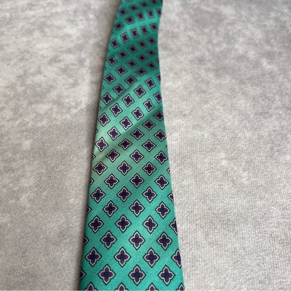 Briar Neck Tie Teal Red Flower Italian Silk Los Angeles Athletic Club 57” READ - Picture 4 of 12